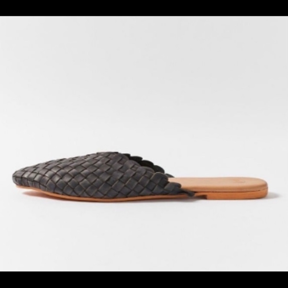 UO Leather Woven Mules black sz 6 - Picture 4 of 5